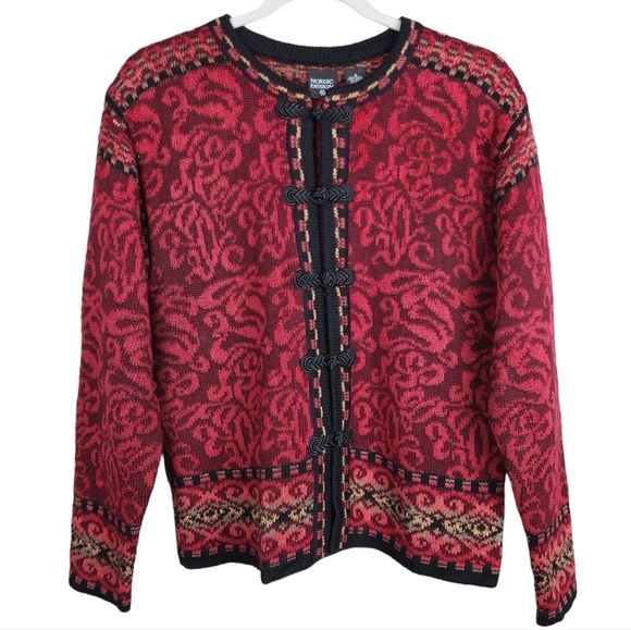 Nordic Design Vintage Wool Scandinavian Nordic Cardigan Sweater Women's Large - Picture 1 of 7